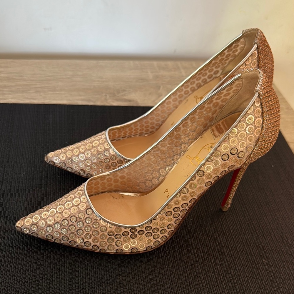 Christian Louboutin Gold/Bronze Sequin Heels